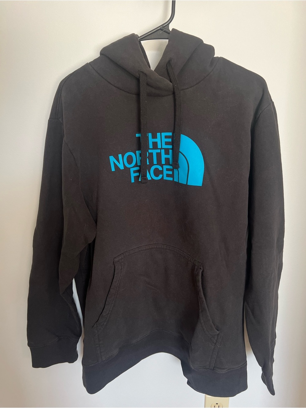The North Face Black Hoodie with Blue Logo